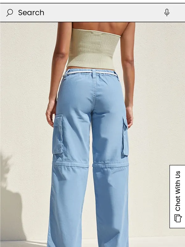 NWT Pacsun Blue Zip Off Low Rise Puddle Pants featuring convertible legs large - Image 4