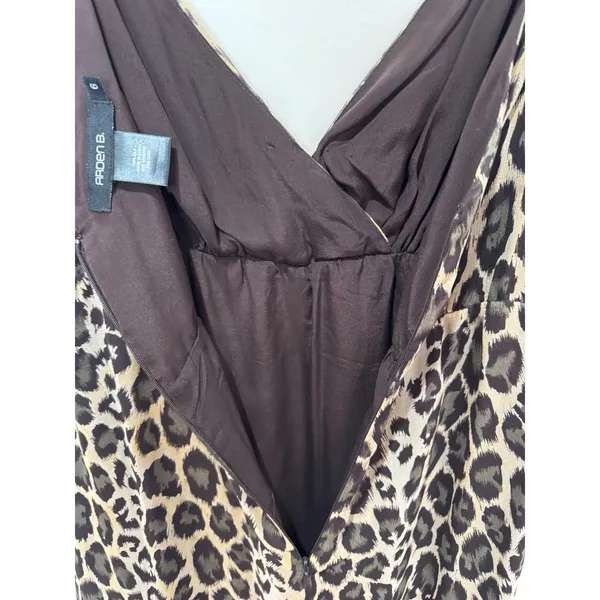 Y2K Arden B Leopard Print Silk Maxi‎ Dress Sz 6 Brown Tan Green Gold - Image 7