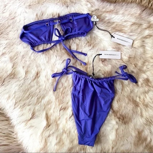 WeWoreWhat Ruched Bandeau Bikini Sapphire Blue XS NWT‎ - Image 12