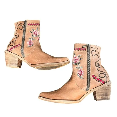 Anthropologie Marco Delli Embroidered Leather Western Boot Size 36 Floral Cowboy - Image 9