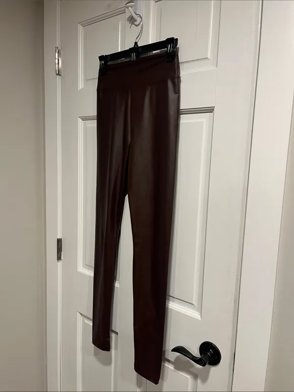 Offline by Aerie Faux Leather Hi Rise Brown Leggings Size Medium - Image 2