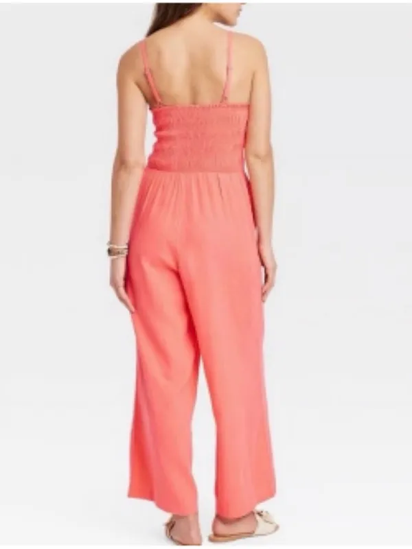 Universal Threads Linen Jumpsuit Size Large Coral Wide Leg - Image 2