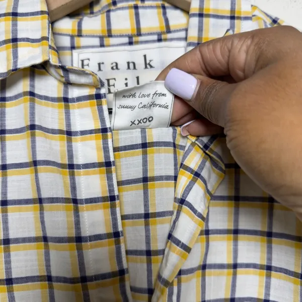 Frank‎ & Eileen Women Eileen Button Front Shirt Small Yellow Gingham Plaid Relax - Image 6