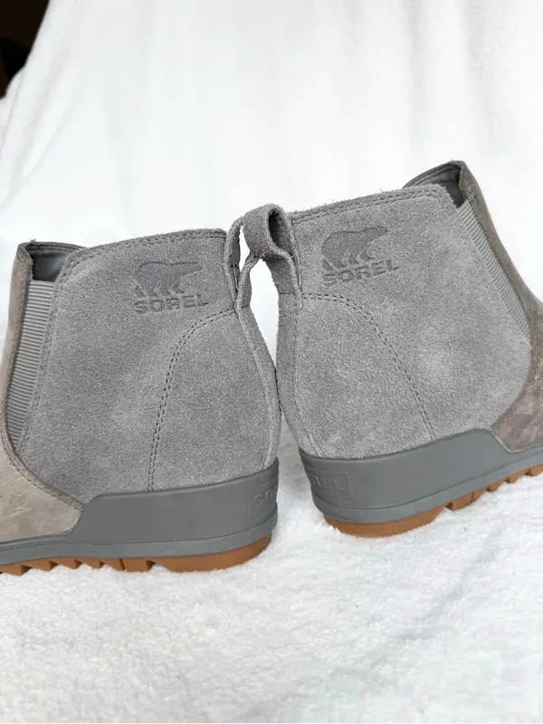 Sorel Evie 2 Chelsea Boots Gray Leather Hidden Wedge Lug Ankle Booties 6.5 - Image 9