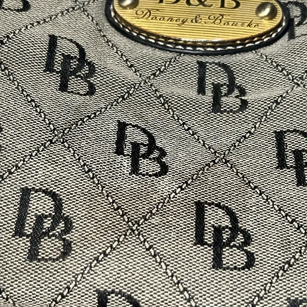 Dooney & Bourke Signature DB Monogram Drawstring‎ Bucket Shoulder Bag Black Gray - Image 7
