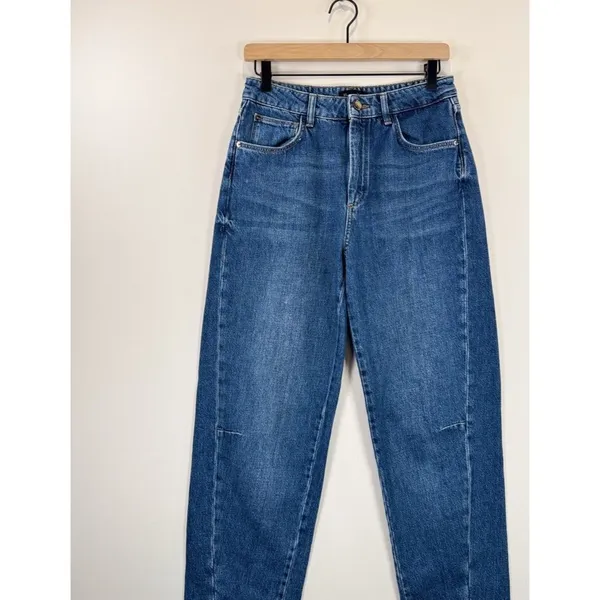 Massimo Dutti Womens Jeans Blue Denim Relaxed Fit Tapered High Rise Y2K Size 6 - Image 5