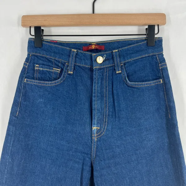 7‎ For All Mankind Straight Jeans Womens 26 Blue Denim Cotton Straight High Rise - Image 2