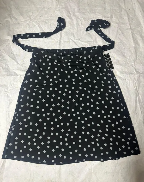 NYCC NEW YORK CLOTHING CO. Silky cool temperature white dots black a-line skirt NWT New with tag Same day shipping Smoke and pets free - Image 3