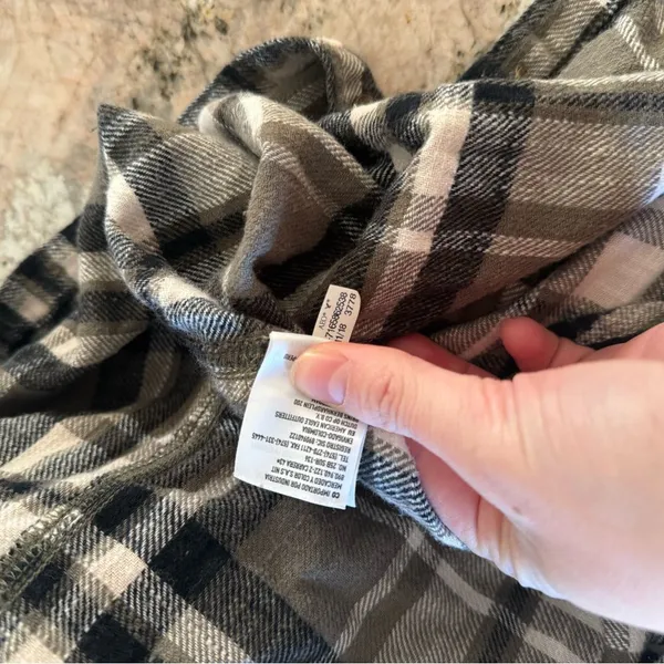 American Eagle Plaid Flannel Shirt Dress Green Cream Small - Image 5