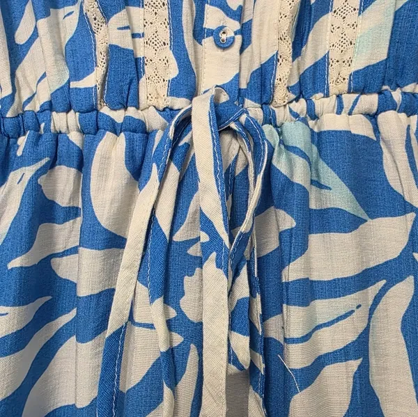 Womens Floral Print Maxi Dress Blue White Long Dress Size Small Tropical Travel - Image 10