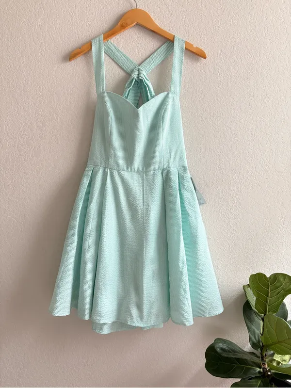 Lauren James Livingston Seersucker Green Stripe Dress Size Large NWT - Image 2