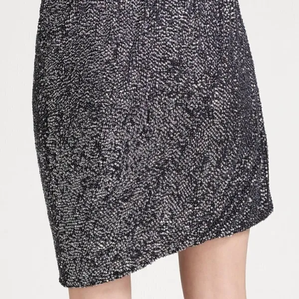 Theory Women's Size Small‎ Hailey W Skirt Black Sequin Asymmetrical Hem Pull On - Image 2