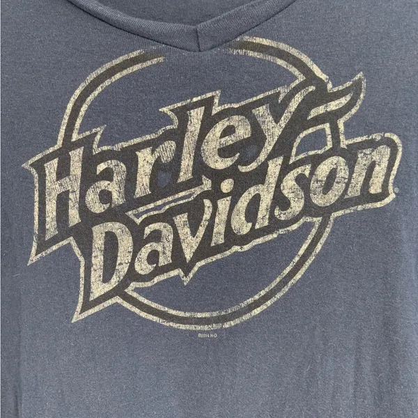 Harley Davidson Women's Henley V Neck Long Sleeve 2013 Nevada Navy Size Medium - Image 4