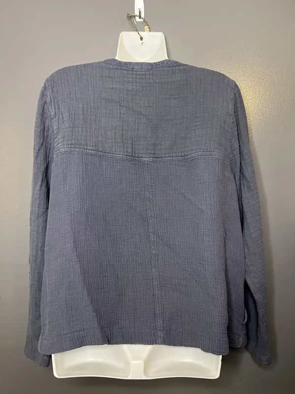J Jill Jacket Womens Large Gray Quilted Cotton Full Zip Collarless Lightweight - Image 5