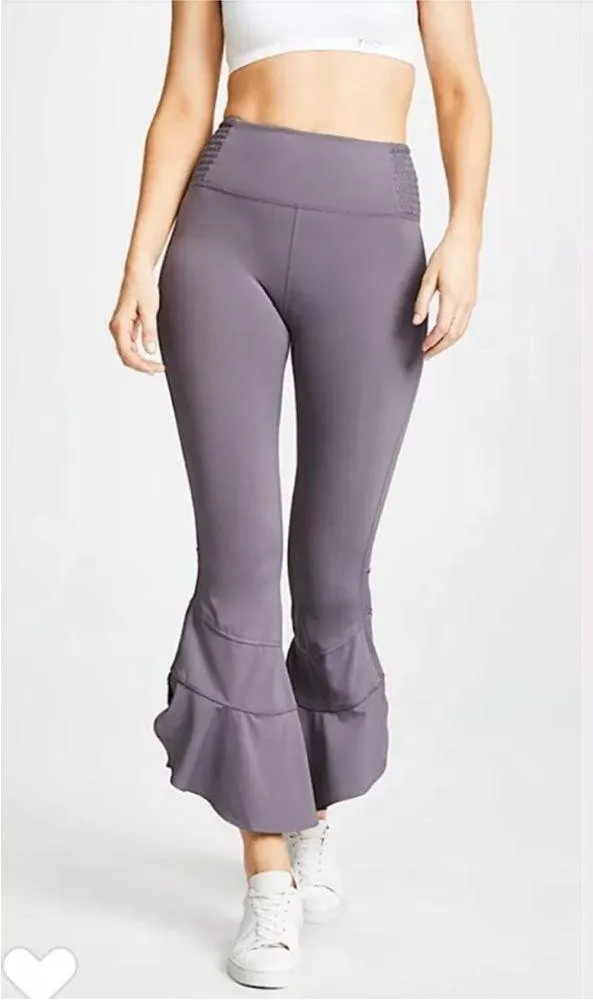 Free People Movement Starlight Pant Legging Stretch Ruffle Crop Hem Small SP - Image 2