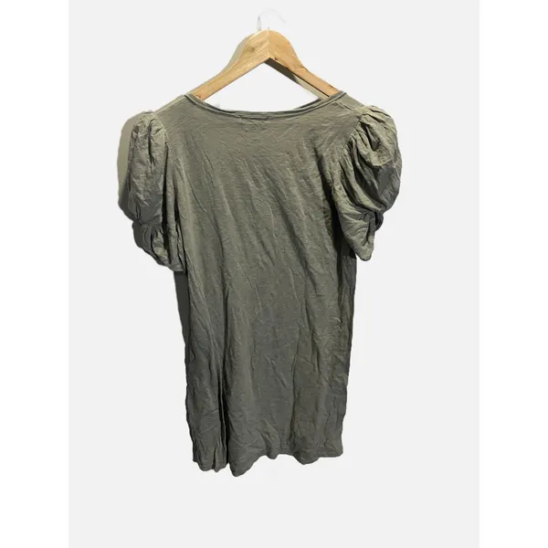 Z SUPPLY Puff Sleeve Dress Womens Medium Green Scoop Neck Slub‎ Knit Boho Casual - Image 5