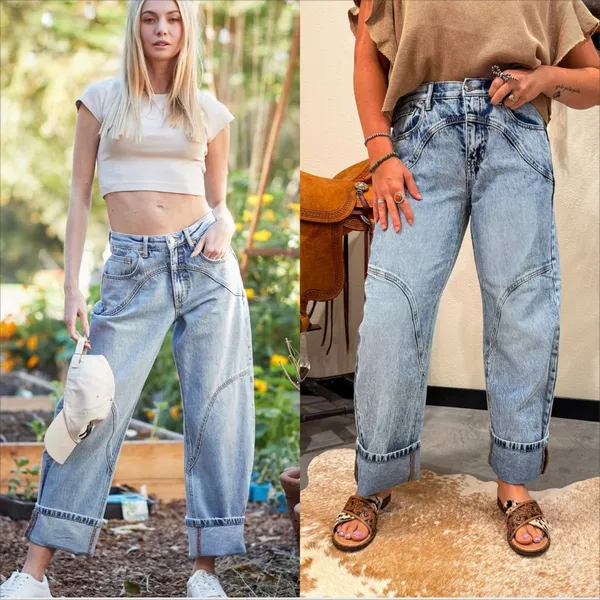 Saige Denim High Rise Barrel Jean Size 13/31 Light Wash - Image 2