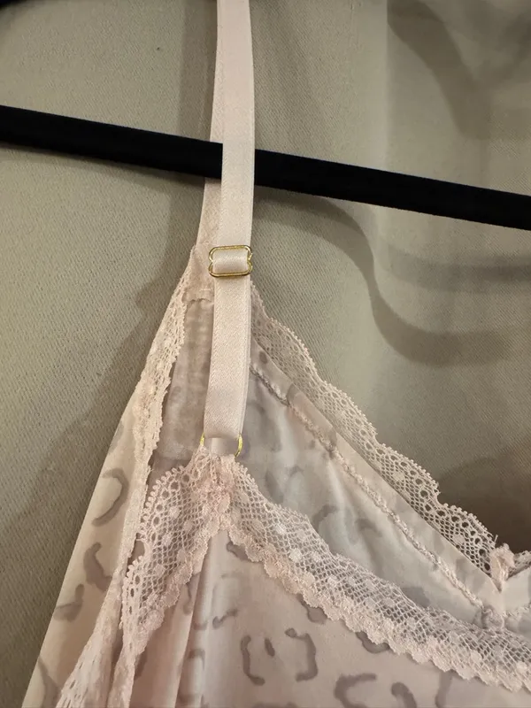 Honeydew Pale Pink Leopard-Print Lace Trim PJ Top - Image 3