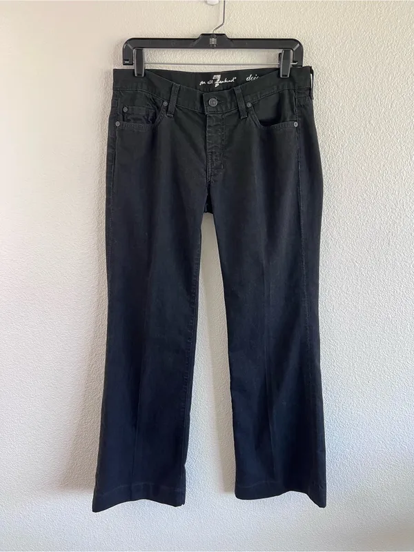 7 For All Mankind Women's Dojos Flare Leg Mid Rise Black Stretch Zip Fly - Image 2