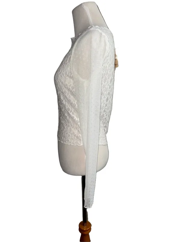 Self Esteem White Mesh Long Sleeve Top - Image 4