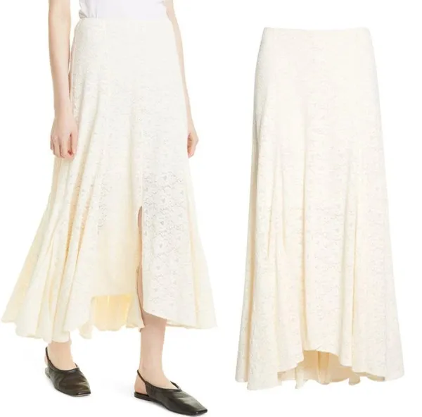 Rebecca Taylor • Lace Maxi Skirt cream New Ivory flowy slit crochet beach summer - Image 7