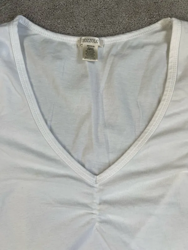 Bozzolo White v neck tshirt - Image 3