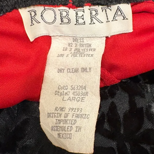 VTG 90s Roberta Black Red‎ Burnout Velvet Rose Maxi Dress Large Vampy Whimsigoth - Image 10