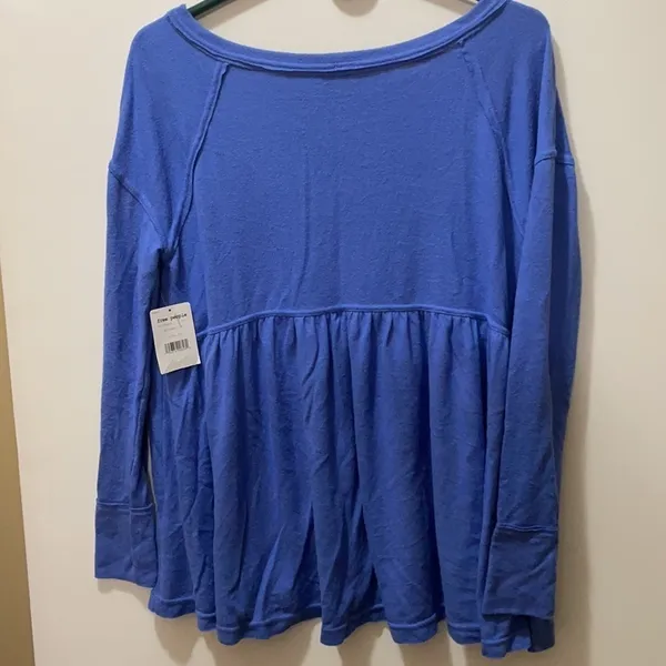 Free People Forever Your Girl Babydoll Blue Top - Image 6
