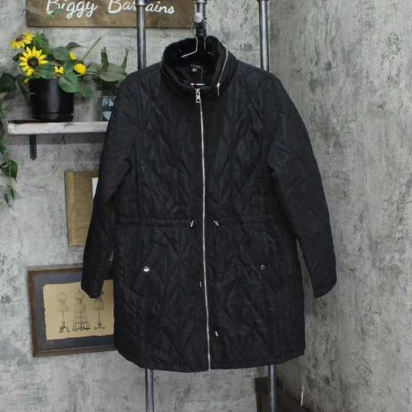 NWT Evans Womens Plus Size Faux Fur Collar Padded Coat 211224 18W Black - Image 2