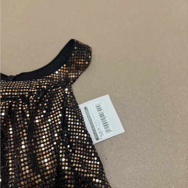 Black and Gold Sequin Halter Top - Image 2