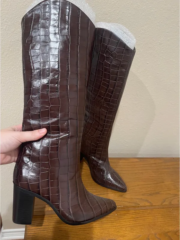Schutz Women’s Brown Croc Boots - Size 7B - Image 9