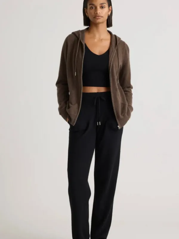 Qunice Mongolian Cashmere Full-Zip Hoodie in Brown Size Medium $119 - Image 2