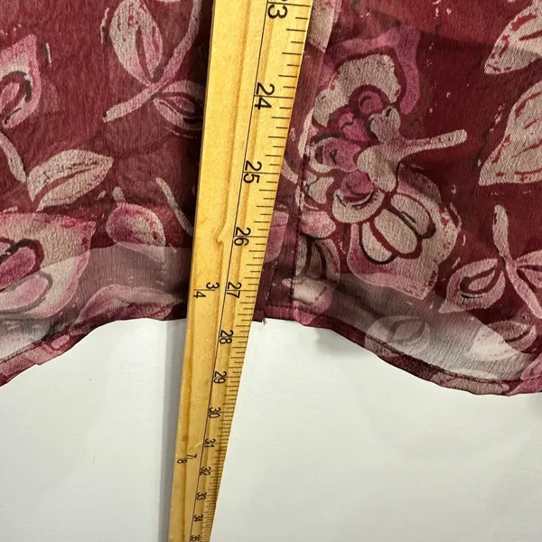 Nine & Co. Blouse 12 Sheer Burgundy Floral Witchy Whimsigoth‎ 90s Romantic - Image 3