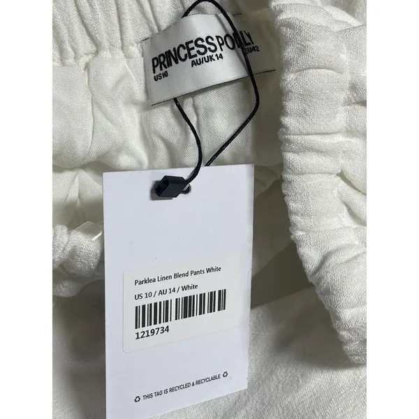 NEW Princess Polly Parklea White Linen Wide Leg Palazzo Trousers Sweatpants 10 - Image 2