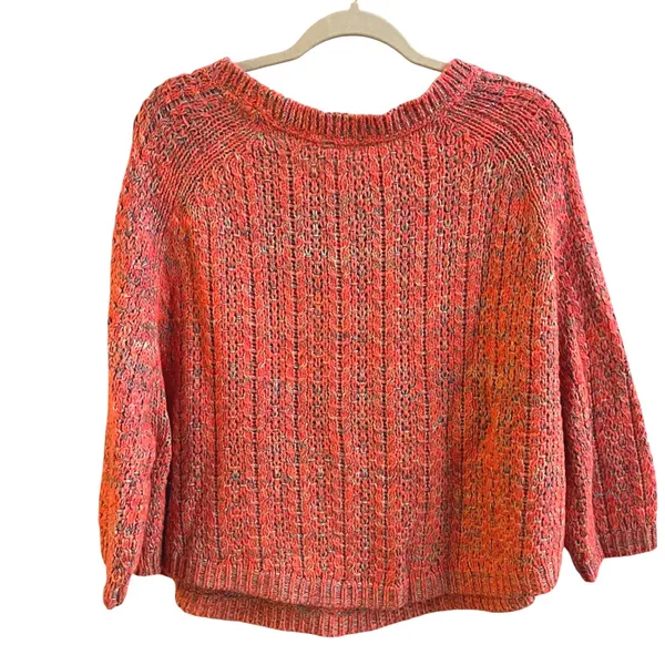 Moth Anthropologie Neon Orange Marled Knit Sweater Pockets XL‎ Raglan Boho Boxy - Image 5