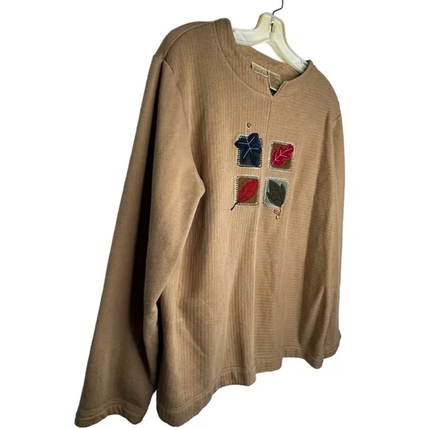 Vintage Bobbie Brooks Fall Themed Shirt Tan Size XL - Image 3
