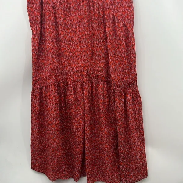 Joie large abstract print boho tiered red black maxi dress - Image 3