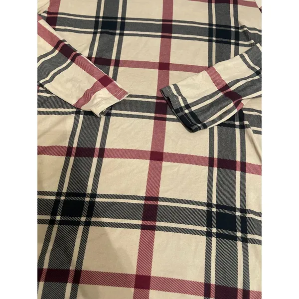 Lildy beige black burgundy plaid long-sleeve swing tunic dress With Pockets L-XL - Image 3