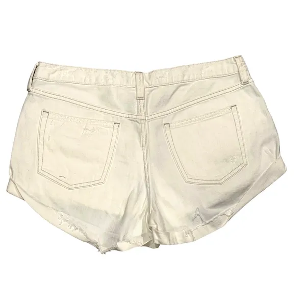 We The Free Free People White Distressed‎ Button Fly Denim Cuffed Shorts Size 31 - Image 2