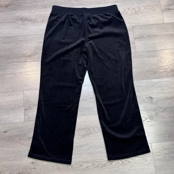 Halston Womens‎ Black Ribbed Velour Wide Leg Lounge Pants XLarge XL - Image 2