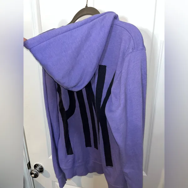PINK by Victoria’s Secret Y2K Oversized Preppy Pockets Hooded Full Zip Jacket M - Image 3