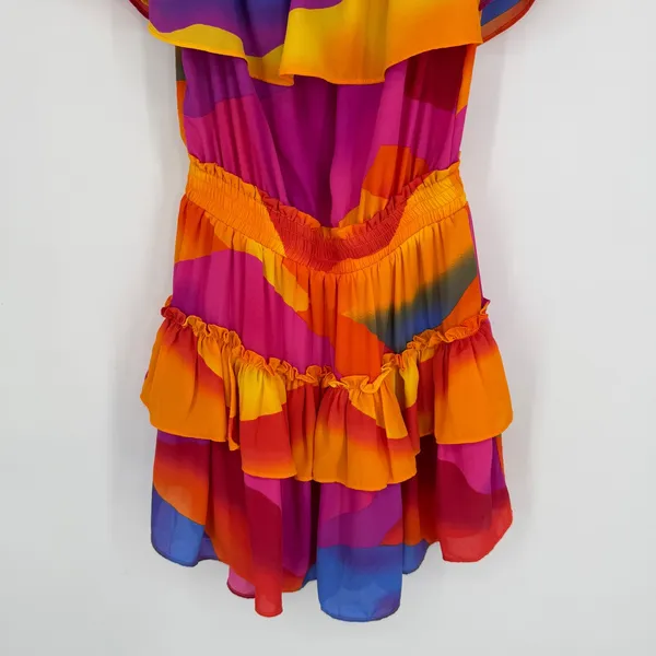 Buddylove Kiera Ruffled Off-The-Shoulder Mini Dress Small Sunset Boho Festival‎ - Image 5