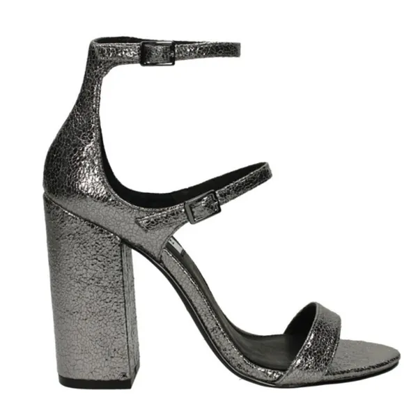 Steve Madden Parrson Pewter Ankle Strap‎ Heels in Metallic Size 8 - Image 9