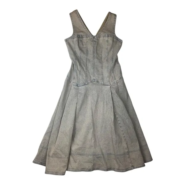 Pilcro size medium denim corset midi dress light wash drop waist - Image 2