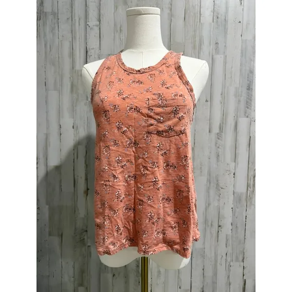American Eagle Outfitters Tank Top‎ Womens XS Peach Pink Floral Scoop - Image 2