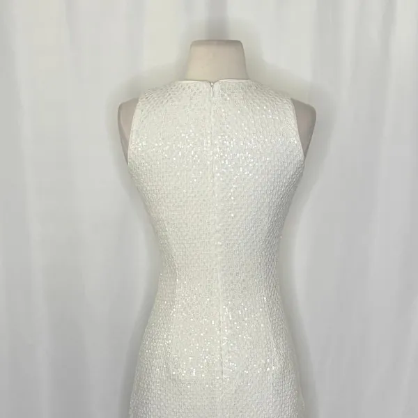 DRESS THE POPULATION Alina Sequin Crochet Lace Midi Dress Bridal‎ White Small - Image 8