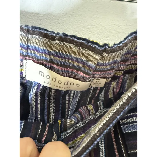 Mododoc Multi Color Striped Button Down midi pull on skirt Size medium Blue - Image 4