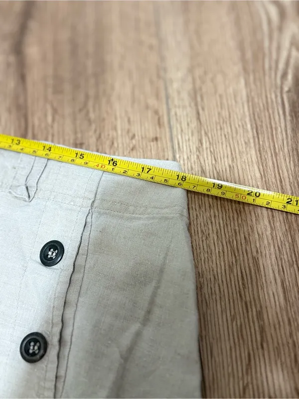 Vintage‎ 90s Carole Little Linen Maxi Skirt Sailor Button A-Line Natural Sz 16 - Image 5