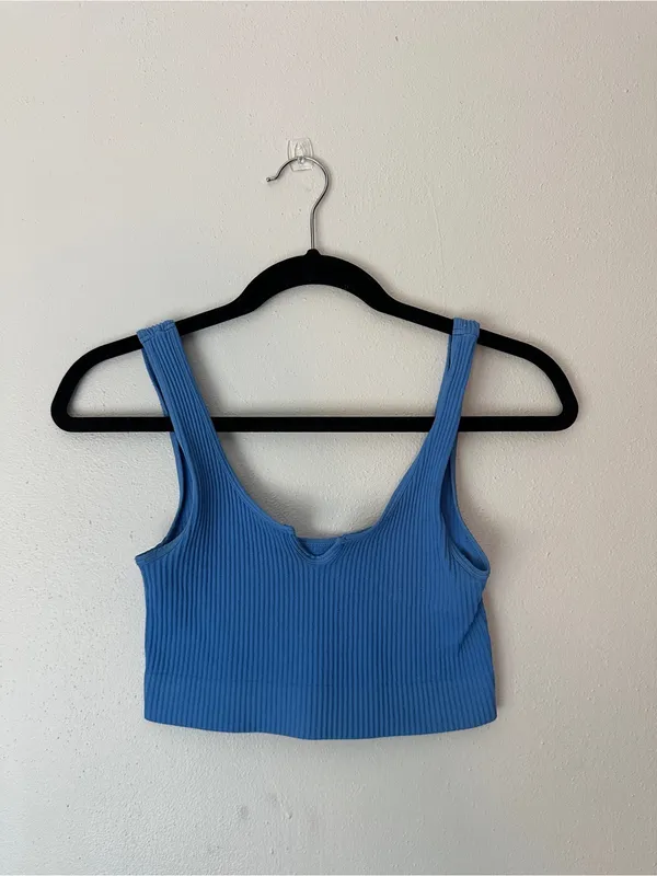 2 Garage pink and Blue Ribbed Crop Tank Top with Scoop - Image 4
