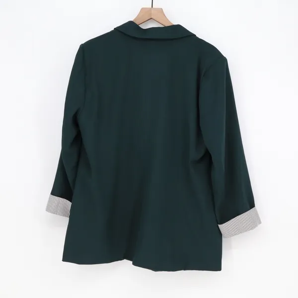 Genhoo Blazer Womens XL Dark Green Striped Cuff Shawl Collar Stretch Excellent - Image 5